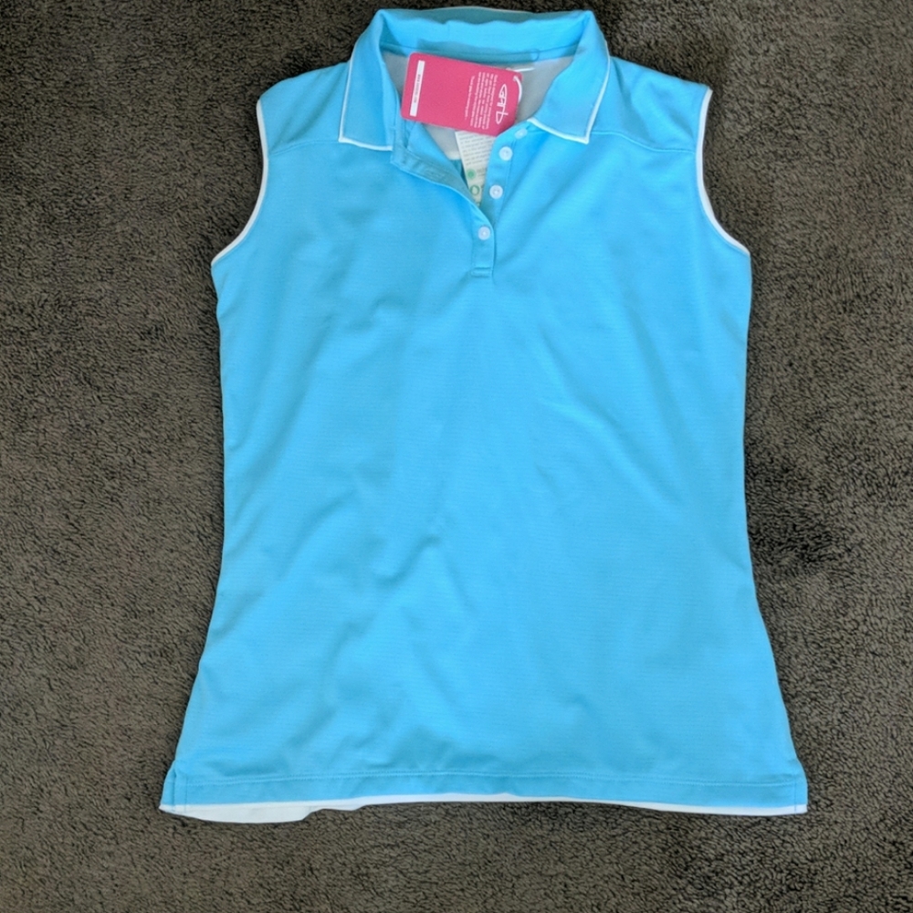 Collared sleeveless golf shirt